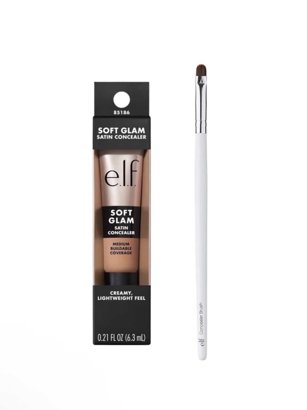 e.l.f. - Soft Glam Satin Concealer with Small Concealer Brush Bundle